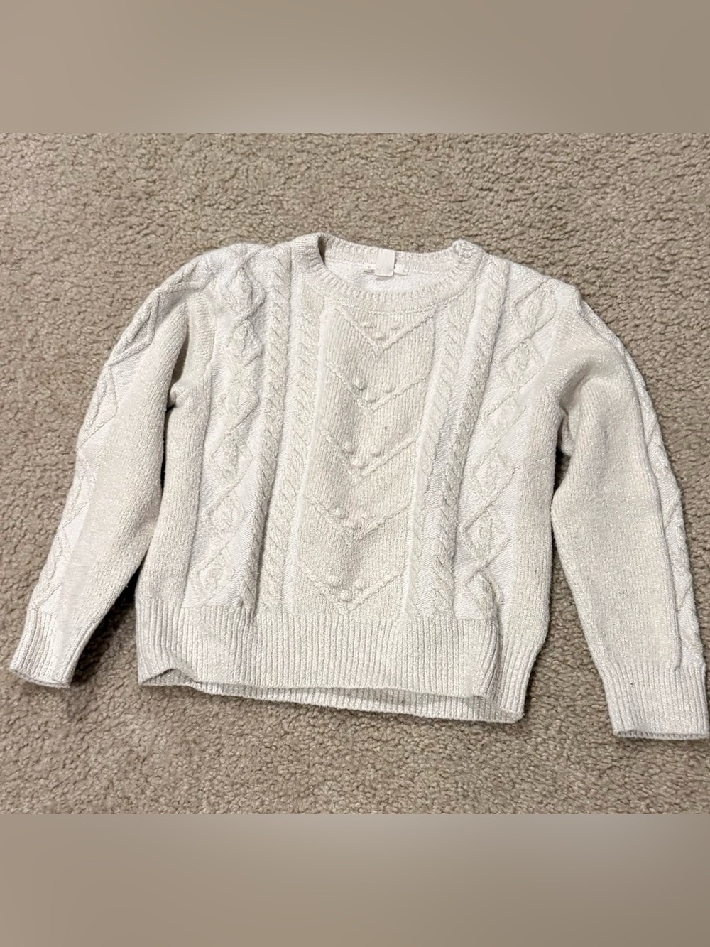 Crewcuts Cream Cable Knit Pullover Sweater